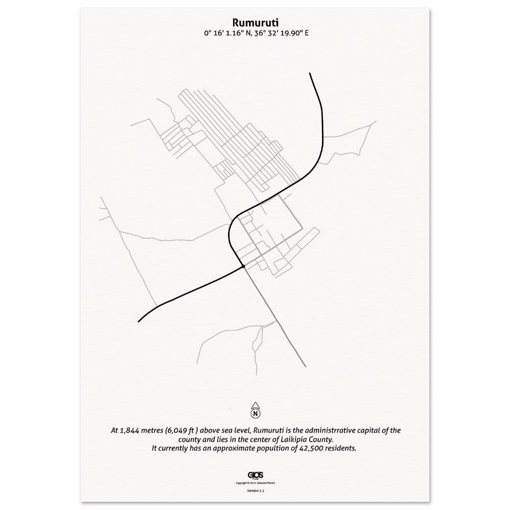 Rumuruti Town Map Poster on Museum Quality Paper