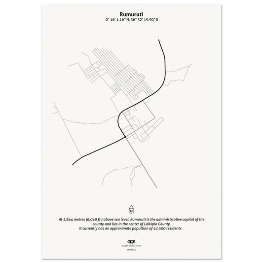 Rumuruti Town Map Poster on Museum Quality Paper